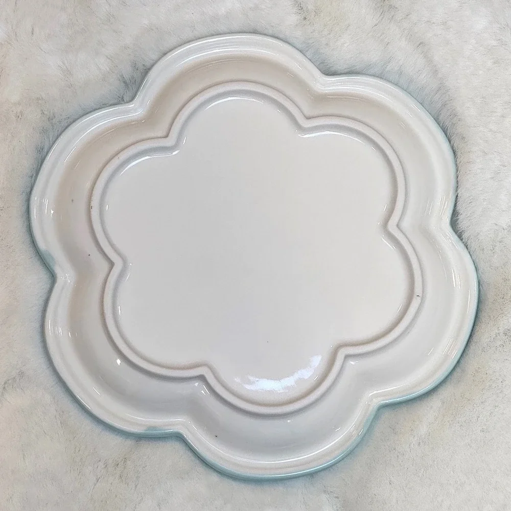 New Small Flower Ceramic Cat Plate Whisker Fatigue‎ Relief Pet Dish Pink Blue